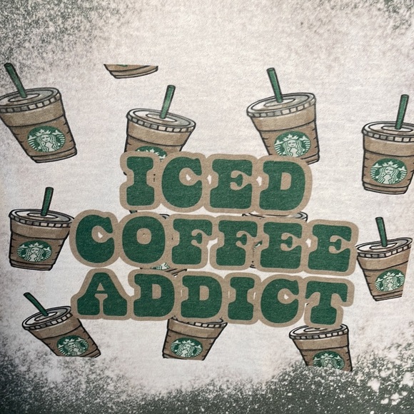 graphic tee coffee green size small gildan iced coffee design handmade - Picture 3 of 4